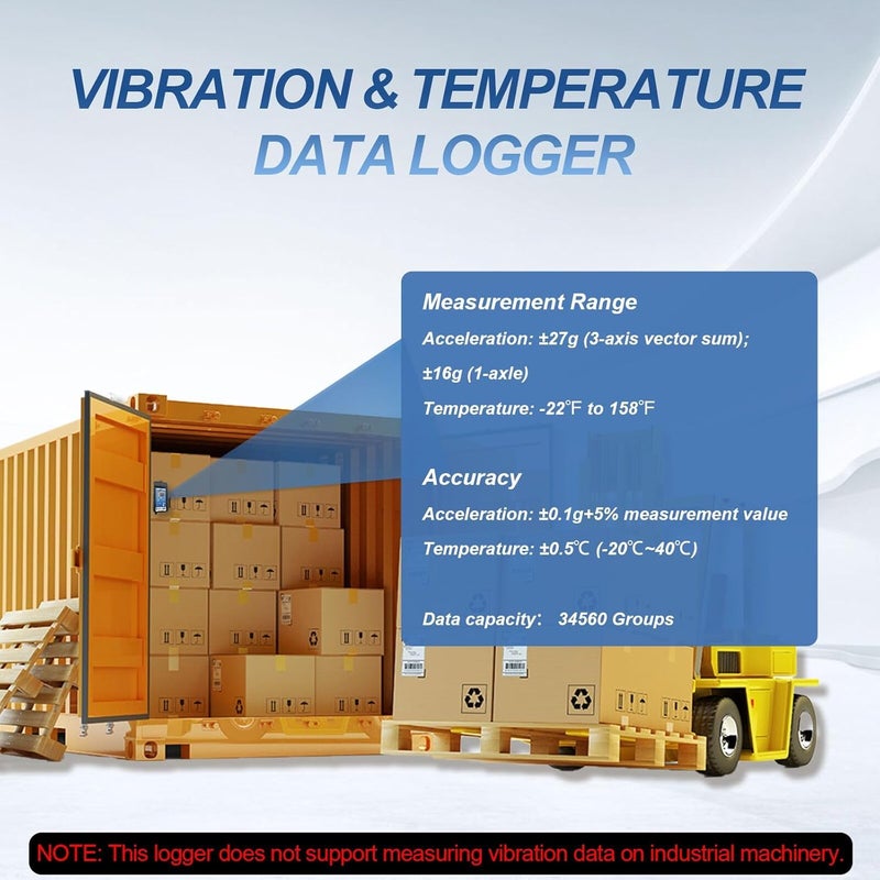 T-ZONE Vibration Data Logger 3-Axis Shock Datalogger Temperature Recorder USB,Digital Shipping Vibration Meter Auto Report 34560 Records,Transport Logger for Shock Sensitive Goods Monitor - Image 5